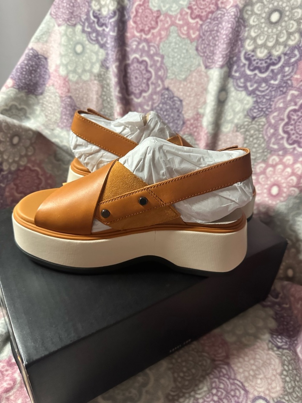 Sorel Chestnut Brown Platform Sandals with Cream Sole
